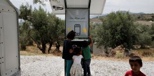 Sun powered phone charger gives migrants in Greece free electricity
