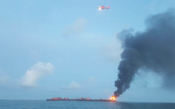Oil barge explodes